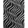 Vintage Couple Outfit Monochrome Wave Striped Print Spaghetti Strap Bodycon Maxi Dress and Shirt Textured Set - Noir S | US 4