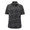Vintage Couple Outfit Monochrome Wave Striped Print Spaghetti Strap Bodycon Maxi Dress and Shirt Textured Set - Noir S | US 4