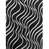 Men's Vintage Shirt Monochrome Wave Striped Print Button Up Textured Shirt - Noir L