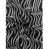 Men's Vintage Shirt Monochrome Wave Striped Print Button Up Textured Shirt - Noir 2XL