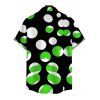 Men's Vacation Shirt Colorblock Polka Dots Print Button Up Shirt - Vert 5XL
