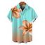 Men's Vacation Shirt Lily Floral Print Ombre Button Up Shirt - Turquoise 5XL