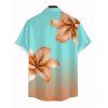 Men's Vacation Shirt Lily Floral Print Ombre Button Up Shirt - Turquoise 5XL