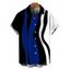 Men's Vintage Shirt Colorblock Art Fluid Curve Stripe Print Button Up Shirt - Bleu profond 5XL