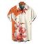 Men's Vacation Shirt Ink Painting Flower Print Button Up Shirt - Orange Foncé 5XL