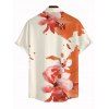 Men's Vacation Shirt Ink Painting Flower Print Button Up Shirt - Orange Foncé 5XL