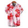 Men's Vacation Shirt Watercolor Tie Dye Rose Floral Print Button Up Shirt - Rose clair 5XL