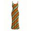 Vacation Vintage Dress Colorblock Bias Striped Print Spaghetti Strap Bodycon Maxi Dress - multicolor A XXL | US 14