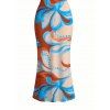 Beach Vacation Dress Colorblock Tropical Abstract Flower Print Spaghetti Strap Maxi Bodycon Dress - Orange Foncé XXL | US 14