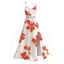 Vacation Dress Watercolor Flower Print Lace Hollow Out Spaghetti Strap Slit Dress - Orange Foncé XXXXXL | US 20