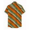 Men's Vacation Vintage Shirt Colorblock Bias Striped Print Button Up Shirt - multicolor A 5XL