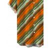 Men's Vacation Vintage Shirt Colorblock Bias Striped Print Button Up Shirt - multicolor A 5XL