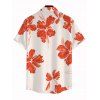 Men's Vacation Shirt Watercolor Floral Print Button Up Shirt - Orange Foncé 5XL