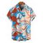 Men's Beach Vacation Shirt Colorblock Tropical Abstract Flower Print Button Up Shirt - Orange Foncé 5XL