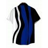 Vintage Couple Outfit Colorblock Art Fluid Curve Stripe Print Ruched One Shoulder Bodycon Maxi Dress and Shirt Set - Bleu profond S | US 4