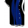Vintage Couple Outfit Colorblock Art Fluid Curve Stripe Print Ruched One Shoulder Bodycon Maxi Dress and Shirt Set - Bleu profond S | US 4