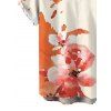 Vacation Couple Outfit Ink Painting Flower Print Lace Hollow Out Spaghetti Strap Slit Dress and Shirt Set - Orange Foncé S | US 4