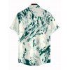 Vacation Couple Outfit Abstract Ink Painting Print Crisscross Mesh Spaghetti Strap Bodycon Mermaid Maxi Dress and Shirt Set - Vert profond S | US 4