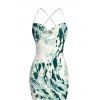 Vacation Couple Outfit Abstract Ink Painting Print Crisscross Mesh Spaghetti Strap Bodycon Mermaid Maxi Dress and Shirt Set - Vert profond S | US 4