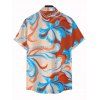Beach Vacation Couple Outfit Colorblock Tropical Abstract Flower Print Spaghetti Strap Maxi Bodycon Dress and Shirt Set - Orange Foncé S | US 4
