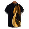 Vacation Couple Outfit Abstract Fluid Print Ruched One Shoulder Bodycon Dress and Shirt Set - Noir S | US 4