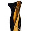 Vacation Dress Abstract Fluid Print Ruched One Shoulder Bodycon Dress - Noir M | US 6
