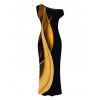 Vacation Dress Abstract Fluid Print Ruched One Shoulder Bodycon Dress - Noir L | US 8-10