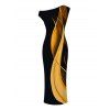 Vacation Dress Abstract Fluid Print Ruched One Shoulder Bodycon Dress - Noir L | US 8-10