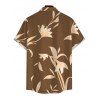 Men's Vacation Shirt Golden Hand‑Drawn Orchid Floral Print Button Up Shirt - café 5XL