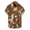 Men's Vacation Shirt Golden Hand‑Drawn Orchid Floral Print Button Up Shirt - café 5XL