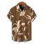 Men's Vacation Shirt Golden Hand‑Drawn Orchid Floral Print Button Up Shirt - café 5XL