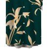 Men's Vacation Shirt Golden Hand‑Drawn Orchid Floral Print Button Up Shirt - Vert profond 5XL