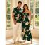 Vacation Couple Outfit Hand‑Drawn Orchid Floral Print Pocket Off the Shoulder Jumpsuit and Shirt Set - café S | US 4