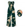 Vacation Couple Outfit Hand‑Drawn Orchid Floral Print Pocket Off the Shoulder Jumpsuit and Shirt Set - Vert profond S | US 4
