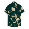 Vacation Couple Outfit Hand‑Drawn Orchid Floral Print Pocket Off the Shoulder Jumpsuit and Shirt Set - Vert profond S | US 4
