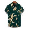 Vacation Couple Outfit Hand‑Drawn Orchid Floral Print Pocket Off the Shoulder Jumpsuit and Shirt Set - Vert profond S | US 4