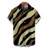 Men's Vacation Shirt Colorblock Sequied Zebra Print Button Up Shirt - Vert Armée 5XL