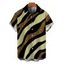 Men's Vacation Shirt Colorblock Sequied Zebra Print Button Up Shirt - Vert Armée 5XL