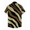 Men's Vacation Shirt Colorblock Sequied Zebra Print Button Up Shirt - Vert Armée 5XL