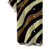 Men's Vacation Shirt Colorblock Sequied Zebra Print Button Up Shirt - Vert Armée 5XL