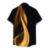 Men's Vacation Shirt Abstract Fluid Print Button Up Shirt - Noir 5XL