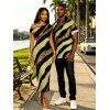 Vacation Couple Outfit Colorblock Sequied Zebra Print Ruched One Shoulder Bodycon Dress and Shirt Set - Vert Armée S | US 4