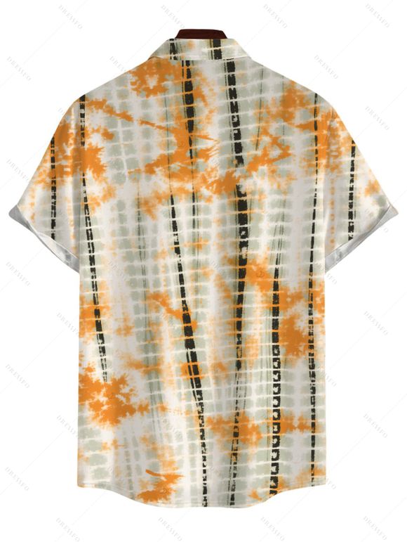 Men's Vintage Vacation Shirt Tie Dye Geometric Print Button Up Shirt - multicolor 5XL