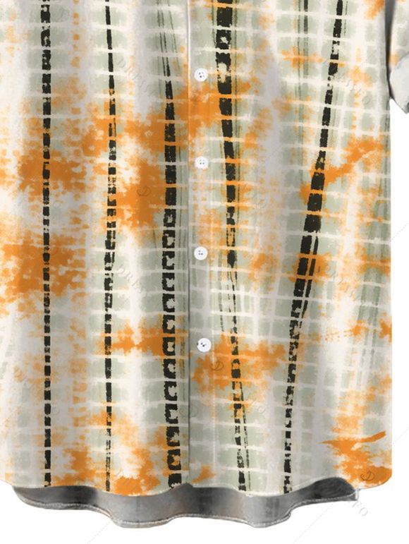 Men's Vintage Vacation Shirt Tie Dye Geometric Print Button Up Shirt - multicolor 5XL