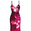 Vacation Dress Ombre Orchid Floral Print Spaghetti Strap Bodycon Mermaid Dress - Rouge Rose S | US 4