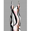 Vacation Dress Colorblock Geometric Curved Line Print Spaghetti Strap Mermaid Bodycon Dress - multicolor XXL | US 14