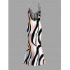 Vacation Dress Colorblock Geometric Curved Line Print Spaghetti Strap Mermaid Bodycon Dress - multicolor XXL | US 14