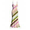 Vacation Dress Colorblock Bias Striped Print Spaghetti Strap Bodycon Mermaid Dress - multicolor S | US 4