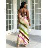 Vacation Dress Colorblock Bias Striped Print Spaghetti Strap Bodycon Mermaid Dress - multicolor L | US 8-10