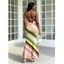 Vacation Dress Colorblock Bias Striped Print Spaghetti Strap Bodycon Mermaid Dress - multicolor XXL | US 14